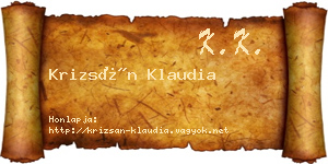 Krizsán Klaudia névjegykártya